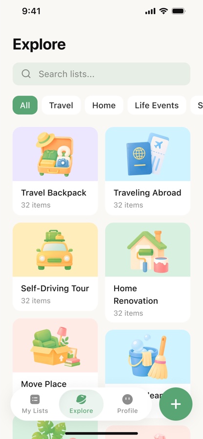 WowList template explore screen